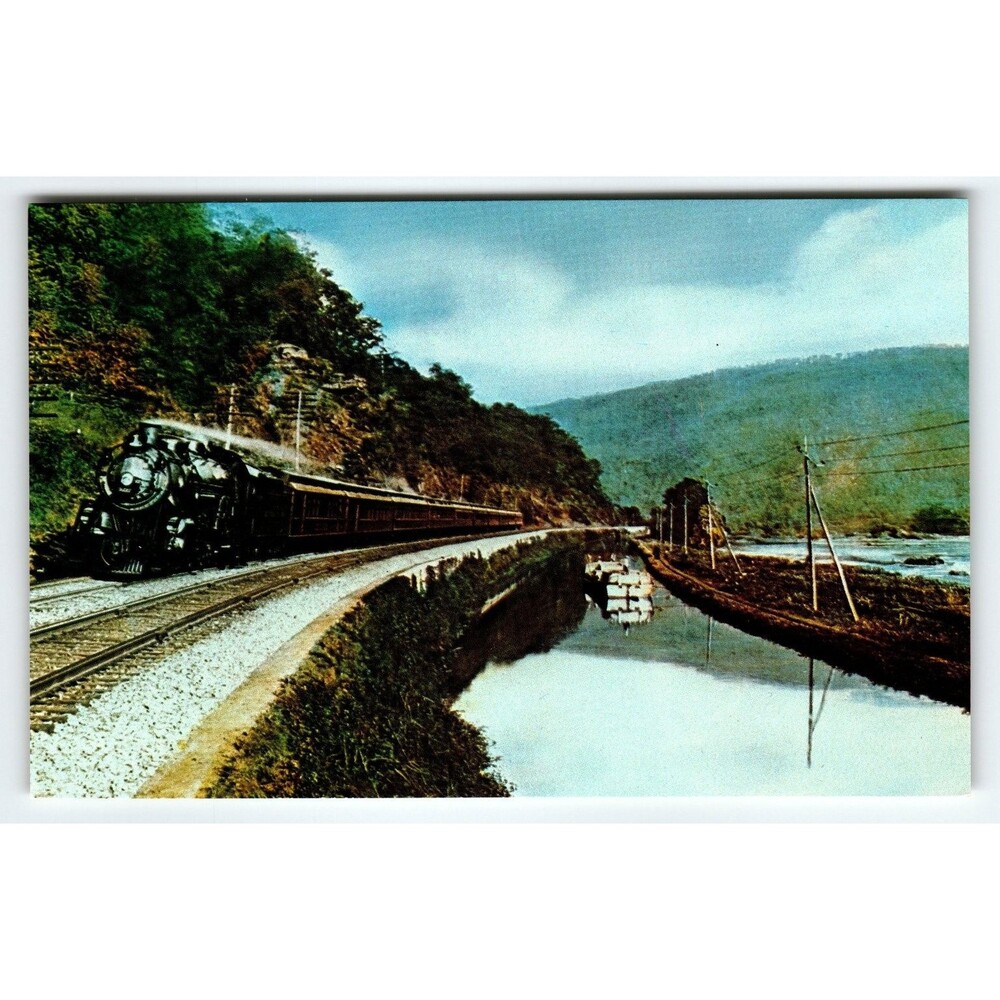 Baltimore & Ohio Capitol Limited Steam Train at Sandy Hook, MD Postcard